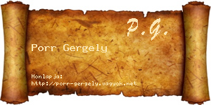 Porr Gergely névjegykártya